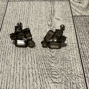 Silver Tone Faux Multi-Diamond Screw Back‎ Earrings .50 X .25" Vintage